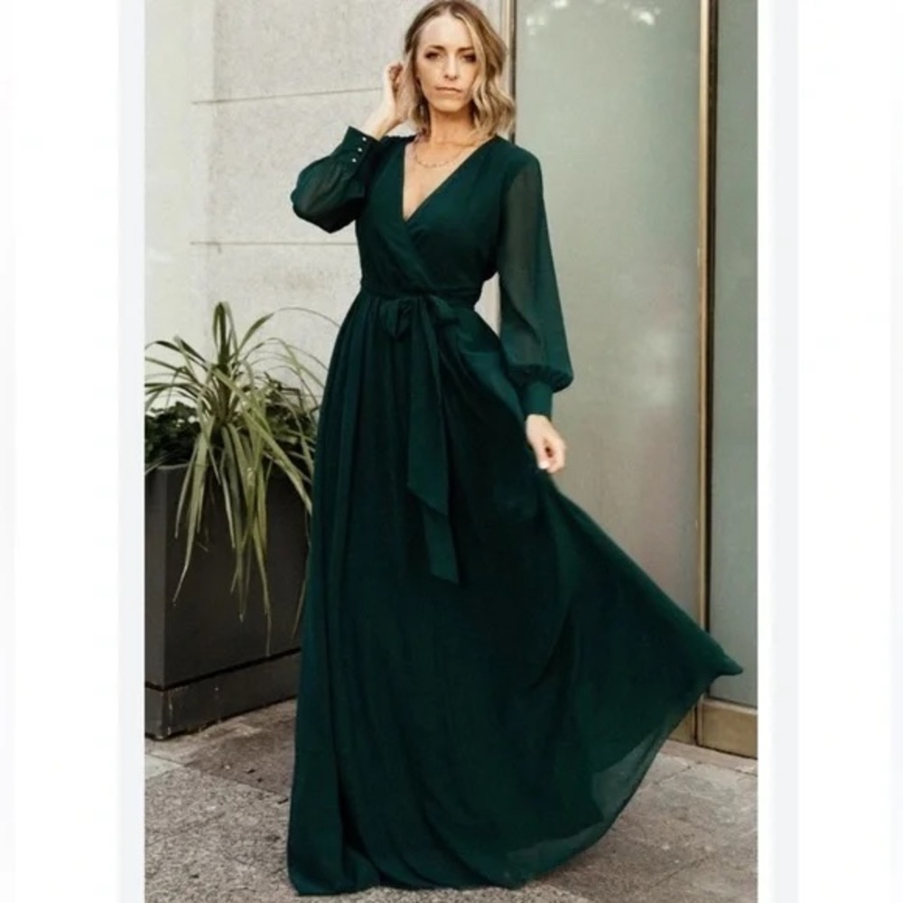 Baltic Born Lydia Maxi Dress in Hunter Green Sz L